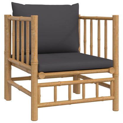 Set Salotto da Giardino 7pz con Cuscini Grigio Scuro Bambù | homemem39