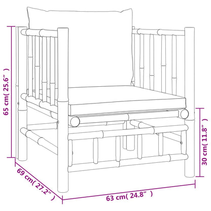 Set Salotto da Giardino 7pz con Cuscini Grigio Scuro Bambù | homemem39