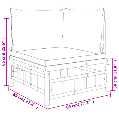 Set Salotto da Giardino 8pz con Cuscini Grigio Scuro Bambù | homemem39