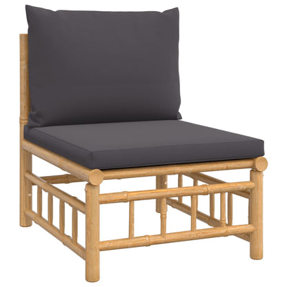 Set Salotto da Giardino 12pz con Cuscini Grigio Scuro Bambù | homemem39