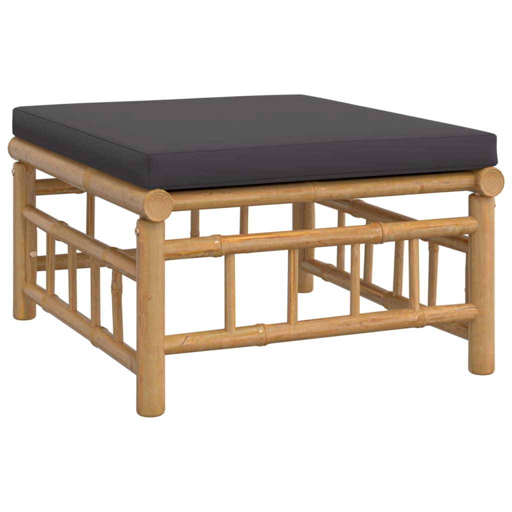 Set Salotto da Giardino 12pz con Cuscini Grigio Scuro Bambù | homemem39