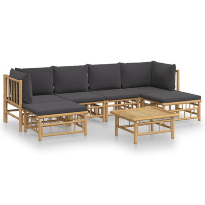 Set Salotto da Giardino 7pz con Cuscini Grigio Scuro Bambù | homemem39