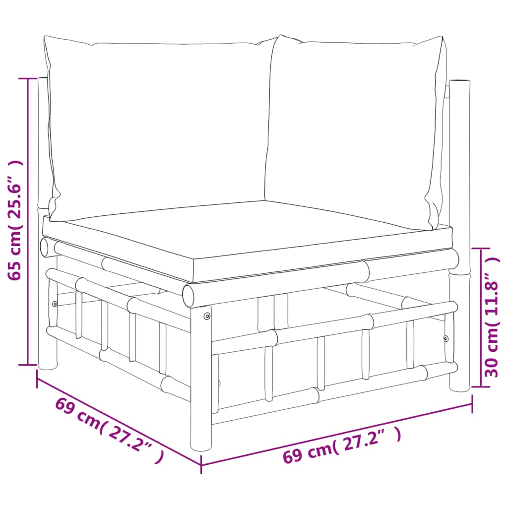 Set Salotto da Giardino 7pz con Cuscini Grigio Scuro Bambù | homemem39
