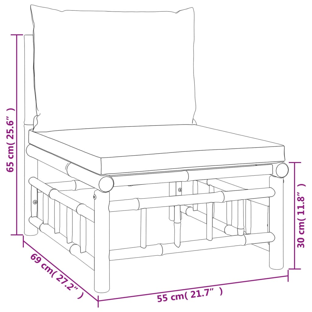 Set Salotto da Giardino 7pz con Cuscini Grigio Scuro Bambù | homemem39