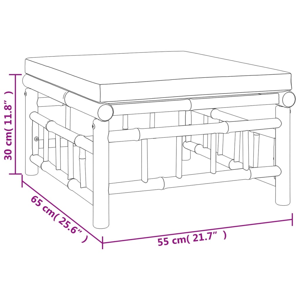 Set Salotto da Giardino 7pz con Cuscini Grigio Scuro Bambù | homemem39