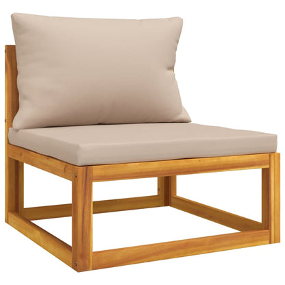 Set Salotto da Giardino 4pz con Cuscini Tortora Legno Massello | homemem39