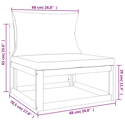 Set Salotto da Giardino 5pz con Cuscini Tortora Legno Massello | homemem39