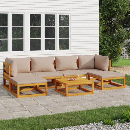 Set Salotto da Giardino 7pz con Cuscini Tortora Legno Massello | homemem39