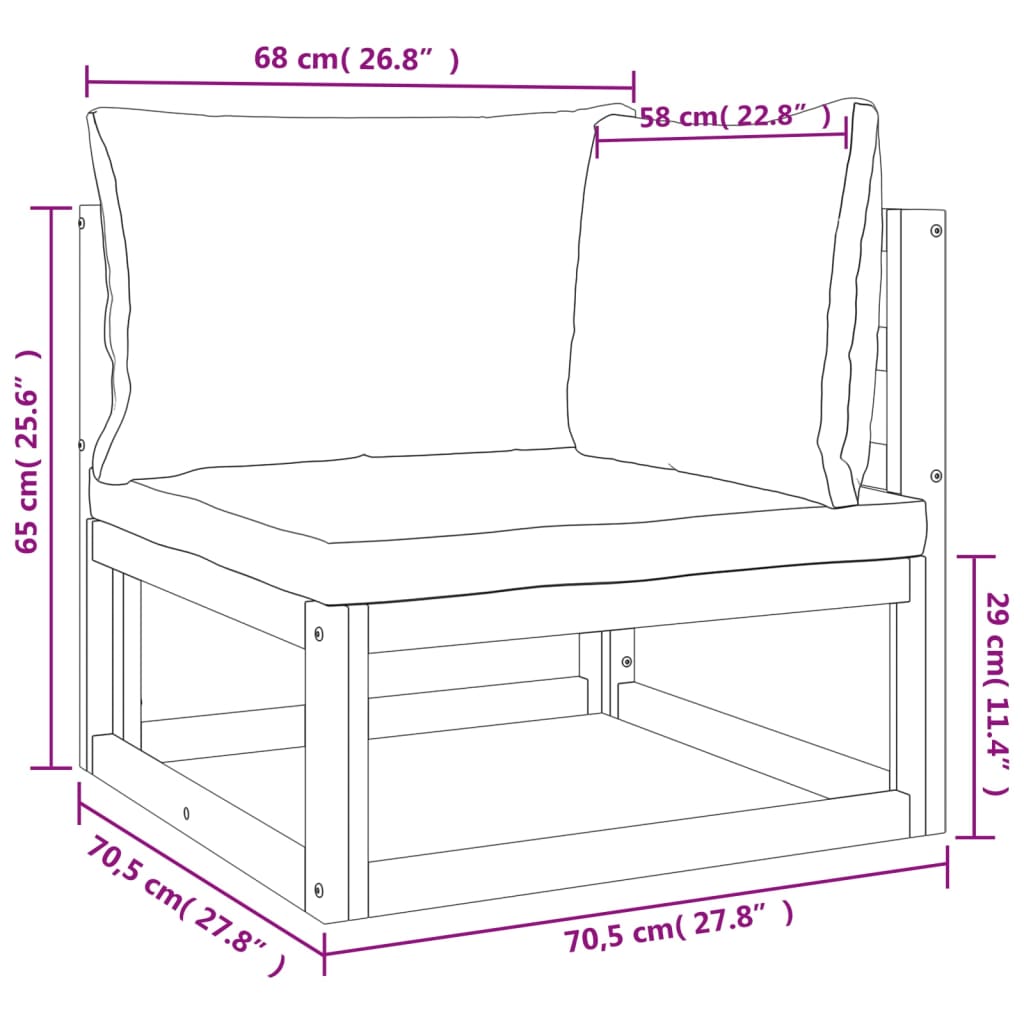 Set Salotto da Giardino 4pz con Cuscini Tortora Legno Massello | homemem39
