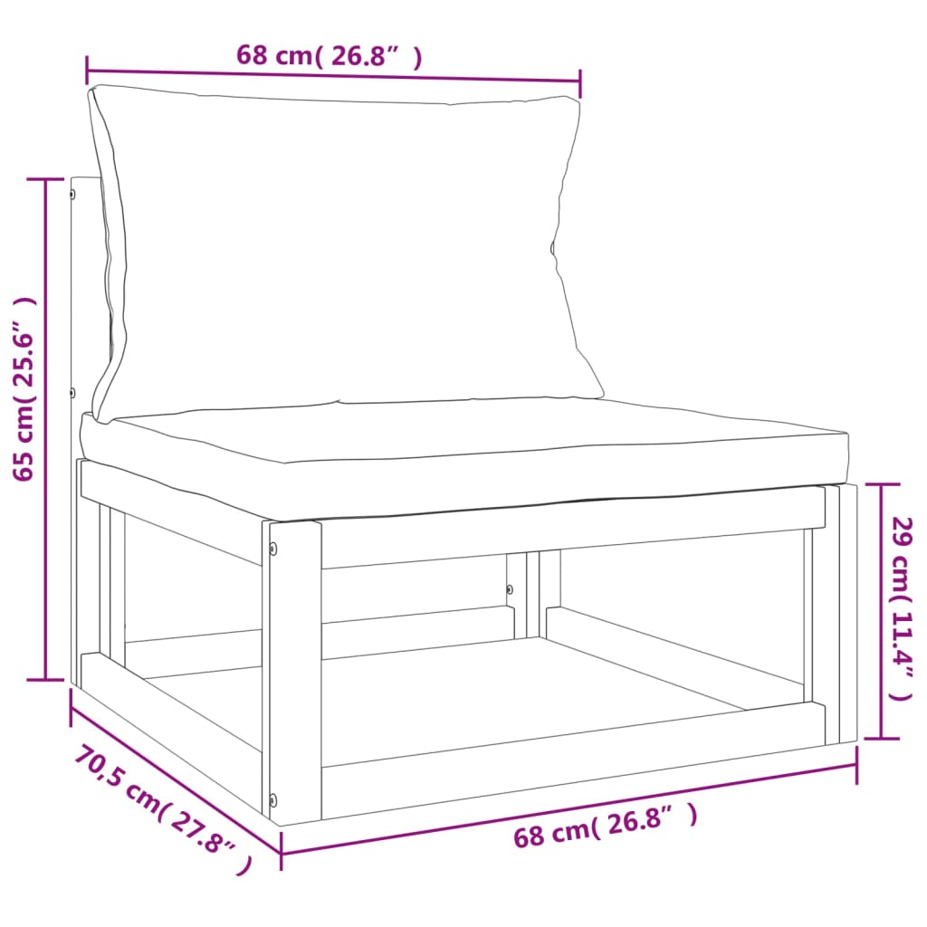 Set Salotto da Giardino 4pz con Cuscini Tortora Legno Massello | homemem39