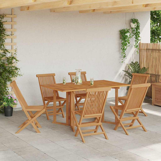 Set da Pranzo per Giardino 7 pcs Marrone Legno massello di teak