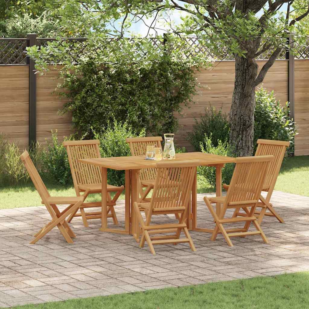 Set da Pranzo per Giardino 7 pcs Marrone Legno massello di teak