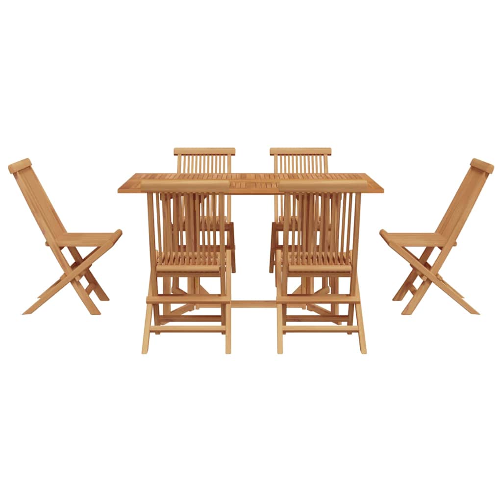 Set da Pranzo per Giardino 7 pcs Marrone Legno massello di teak