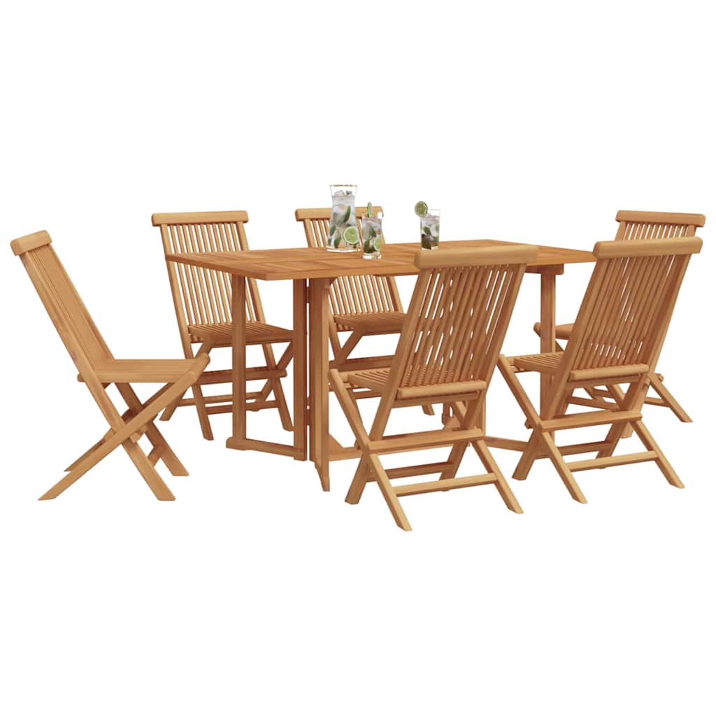 Set da Pranzo per Giardino 7 pcs Marrone Legno massello di teak