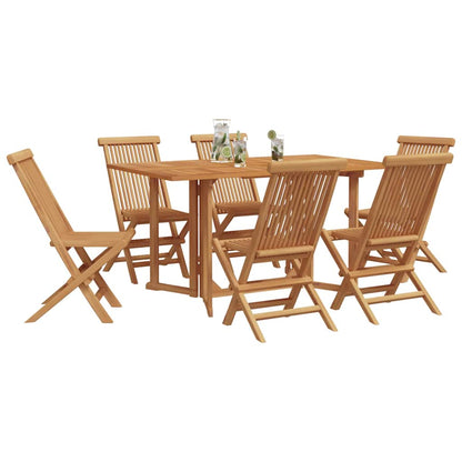Set da Pranzo per Giardino 7 pcs Marrone Legno massello di teak