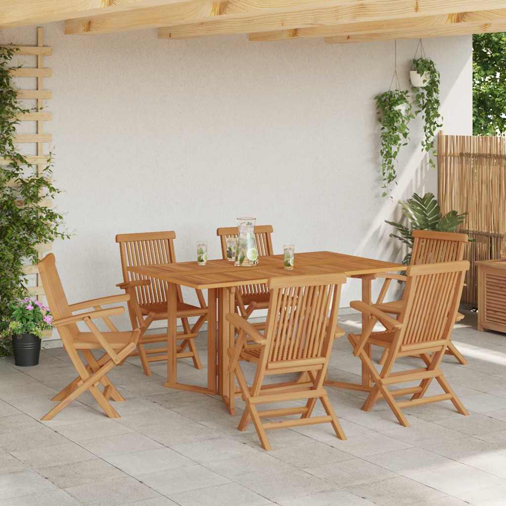 Set da Pranzo per Giardino 7 pcs Marrone Legno massello di teak