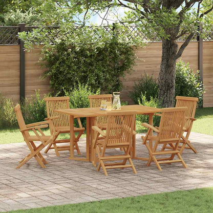 Set da Pranzo per Giardino 7 pcs Marrone Legno massello di teak