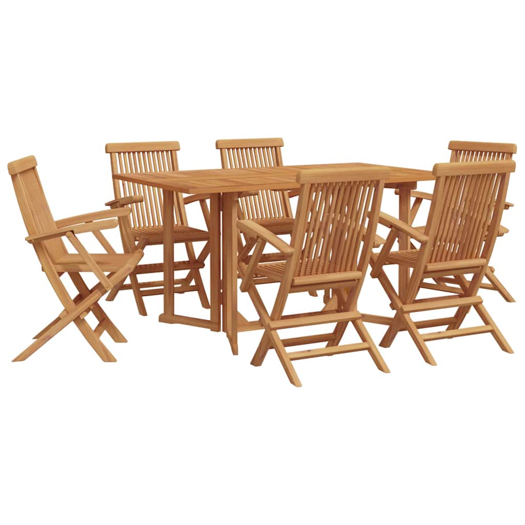 Set da Pranzo per Giardino 7 pcs Marrone Legno massello di teak