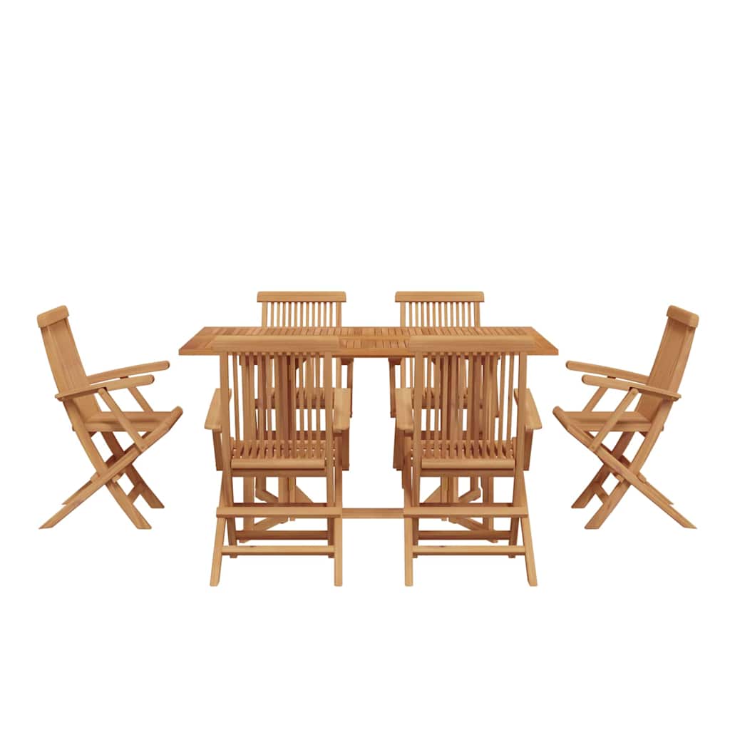 Set da Pranzo per Giardino 7 pcs Marrone Legno massello di teak