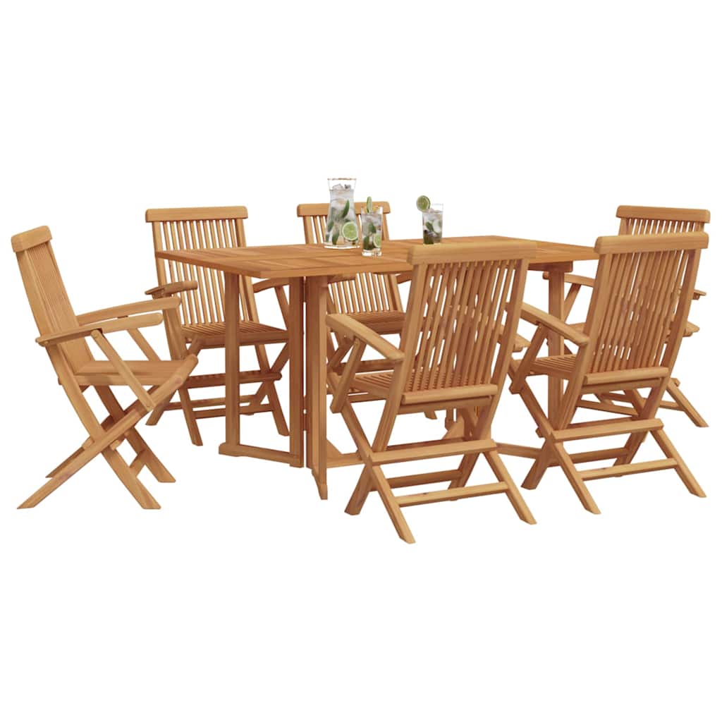 Set da Pranzo per Giardino 7 pcs Marrone Legno massello di teak