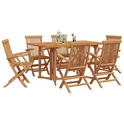 Set da Pranzo per Giardino 7 pcs Marrone Legno massello di teak