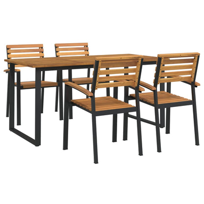 Set Pranzo da Giardino 5 pz Legno Massello di Acacia e Metallo | homemem39