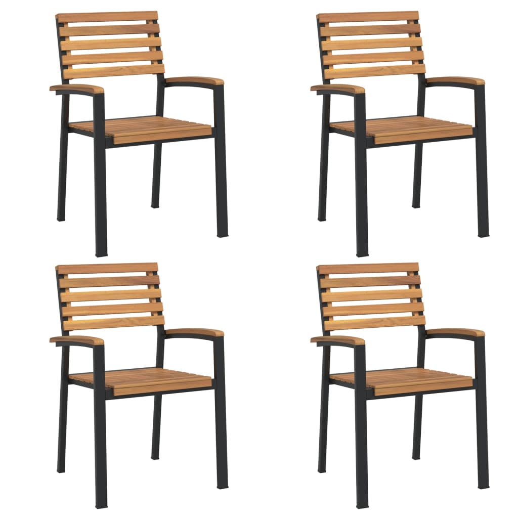 Set Pranzo da Giardino 5 pz Legno Massello di Acacia e Metallo | homemem39