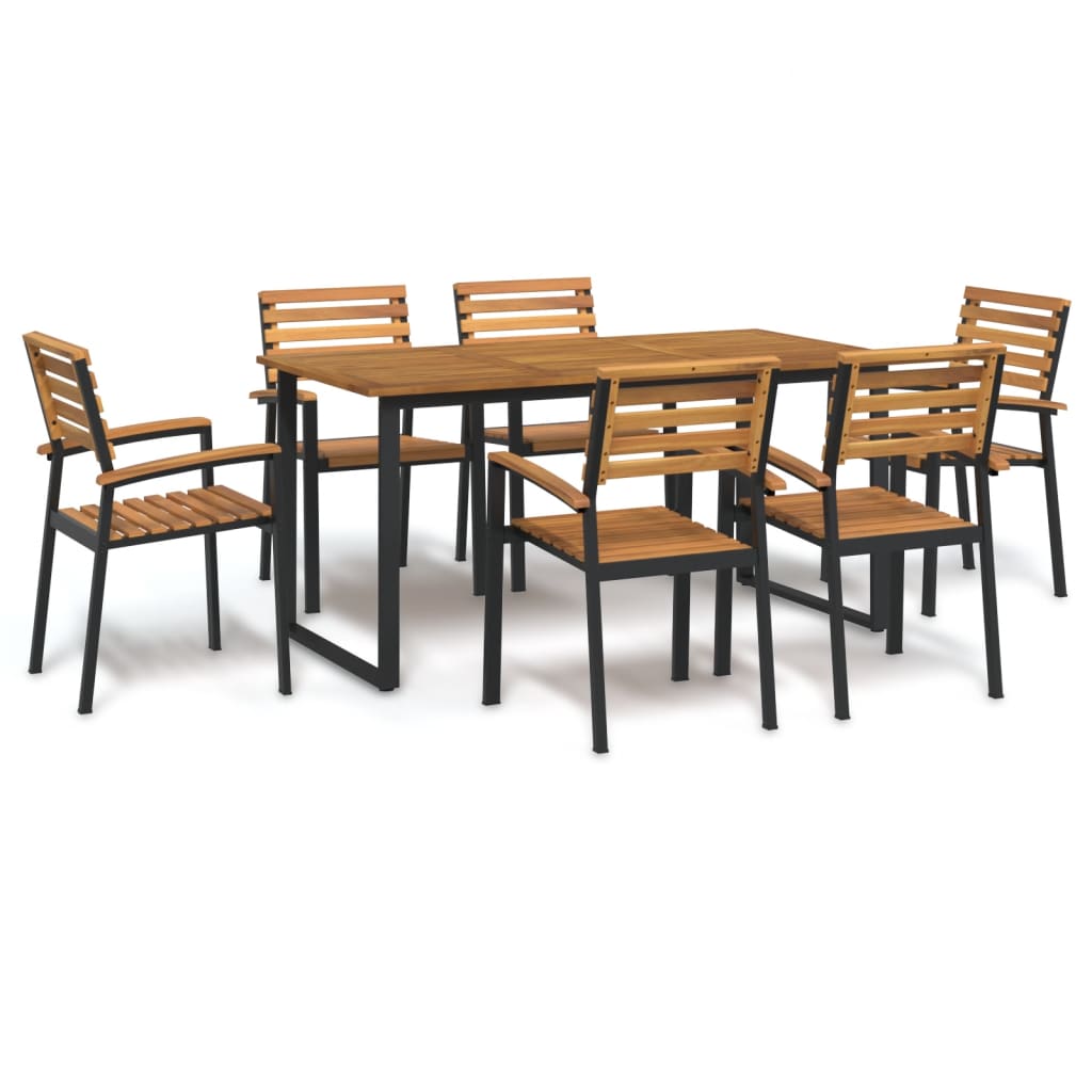 Set Pranzo da Giardino 7 pz Legno Massello di Acacia e Metallo | homemem39