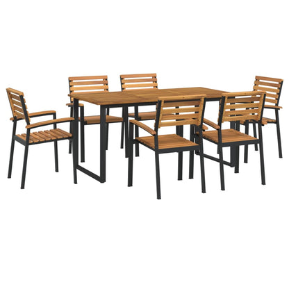 Set Pranzo da Giardino 7 pz Legno Massello di Acacia e Metallo | homemem39