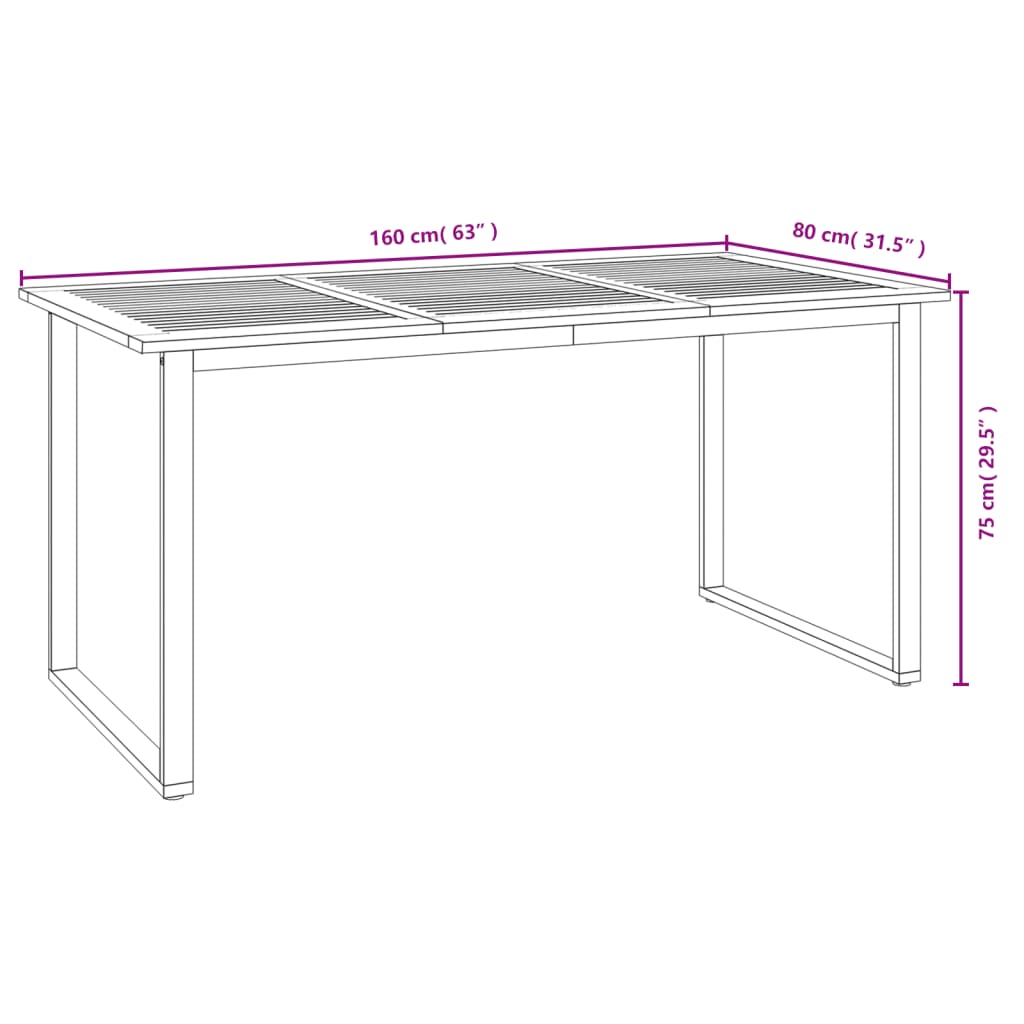 Set Pranzo da Giardino 7 pz Legno Massello di Acacia e Metallo | homemem39