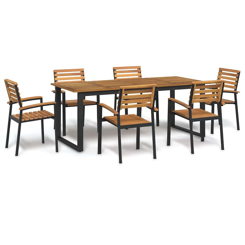 Set Pranzo da Giardino 7 pz Legno Massello di Acacia e Metallo | homemem39