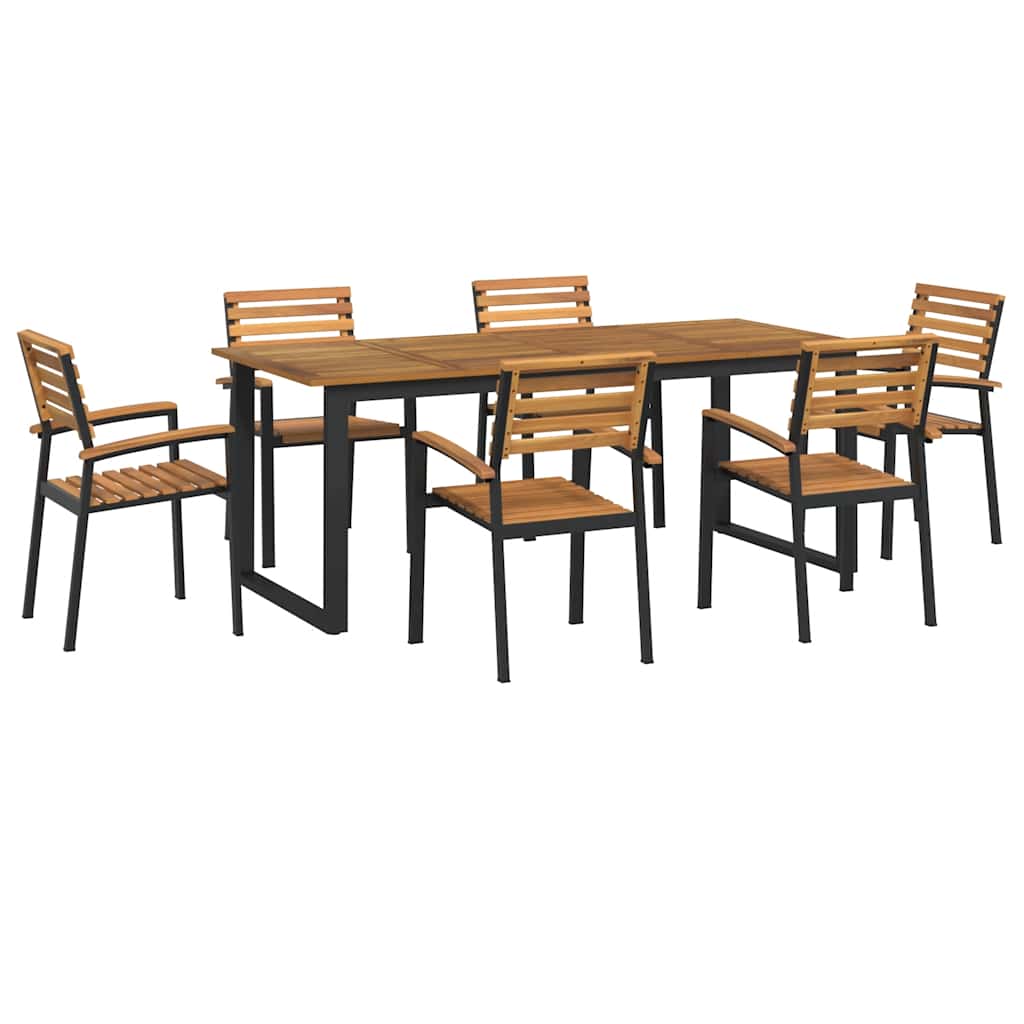 Set Pranzo da Giardino 7 pz Legno Massello di Acacia e Metallo | homemem39