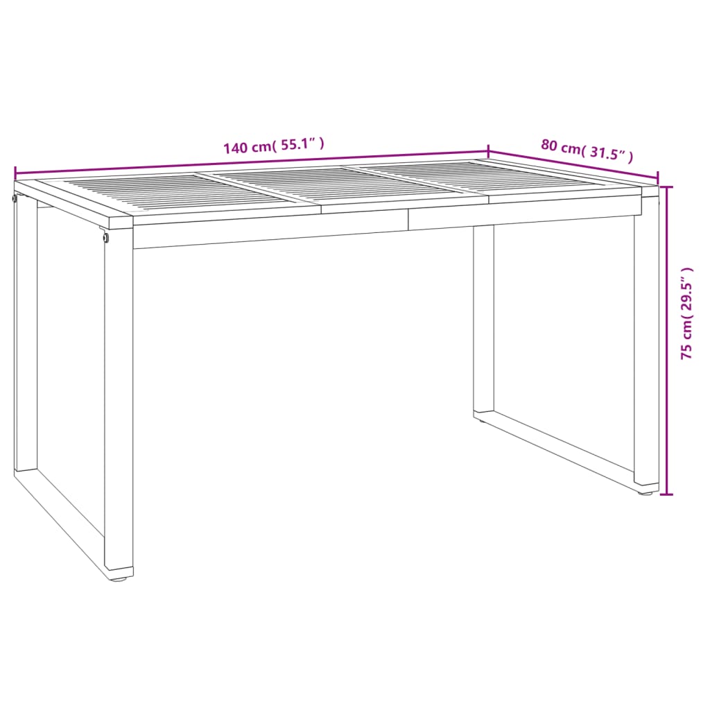 Set Pranzo da Giardino 5 pz Legno Massello di Acacia e Metallo | homemem39
