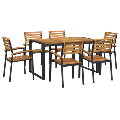 Set Pranzo da Giardino 7 pz Legno Massello di Acacia e Metallo | homemem39