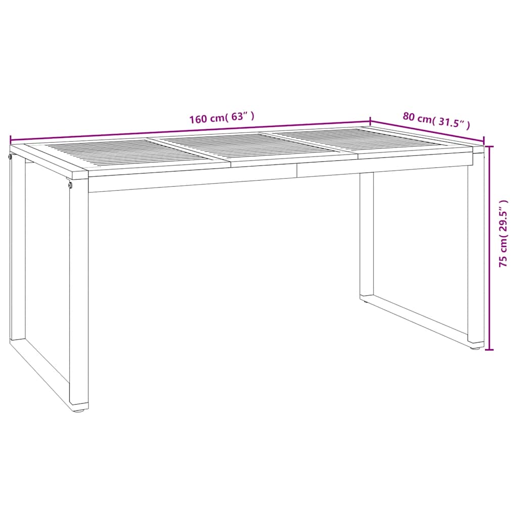Set Pranzo da Giardino 7 pz Legno Massello di Acacia e Metallo | homemem39