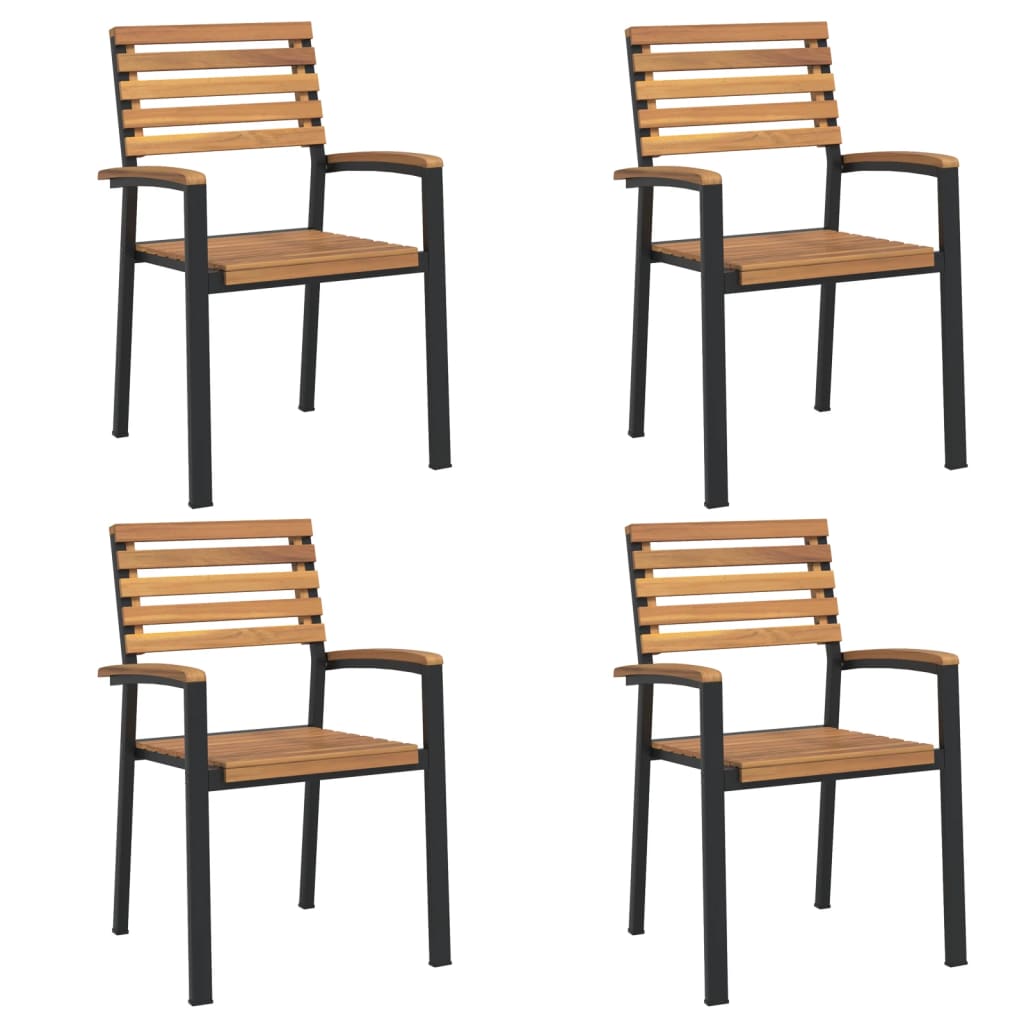 Set Pranzo da Giardino 5 pz Legno Massello di Acacia e Metallo | homemem39