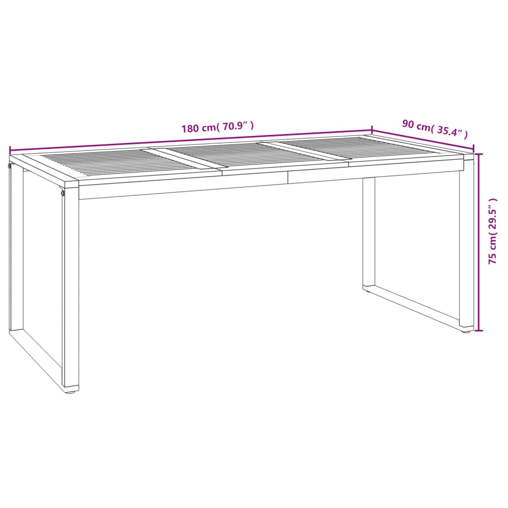 Set Pranzo da Giardino 7 pz Legno Massello di Acacia e Metallo | homemem39