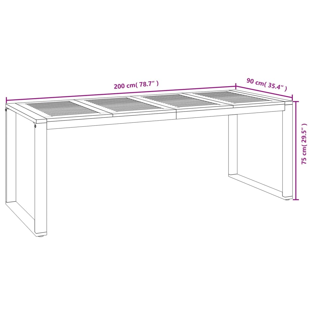 Set Pranzo da Giardino 7 pz Legno Massello di Acacia e Metallo | homemem39