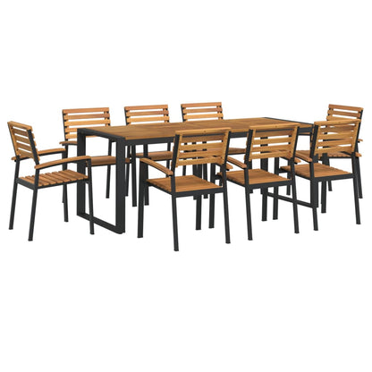 Set Pranzo da Giardino 9 pz Legno Massello di Acacia e Metallo | homemem39