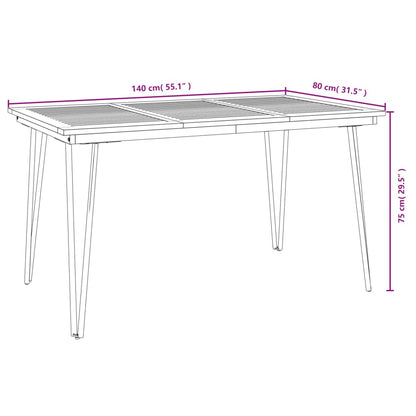 Set Pranzo da Giardino 5 pz Legno Massello di Acacia e Metallo | homemem39