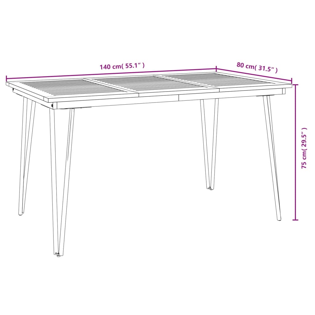 Set Pranzo da Giardino 7 pz Legno Massello di Acacia e Metallo | homemem39