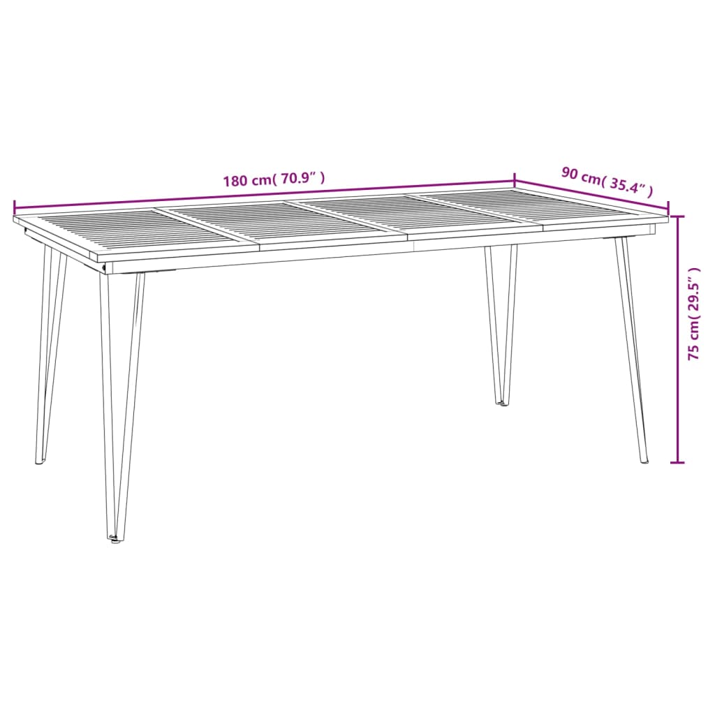 Set Pranzo da Giardino 5 pz Legno Massello di Acacia e Metallo | homemem39