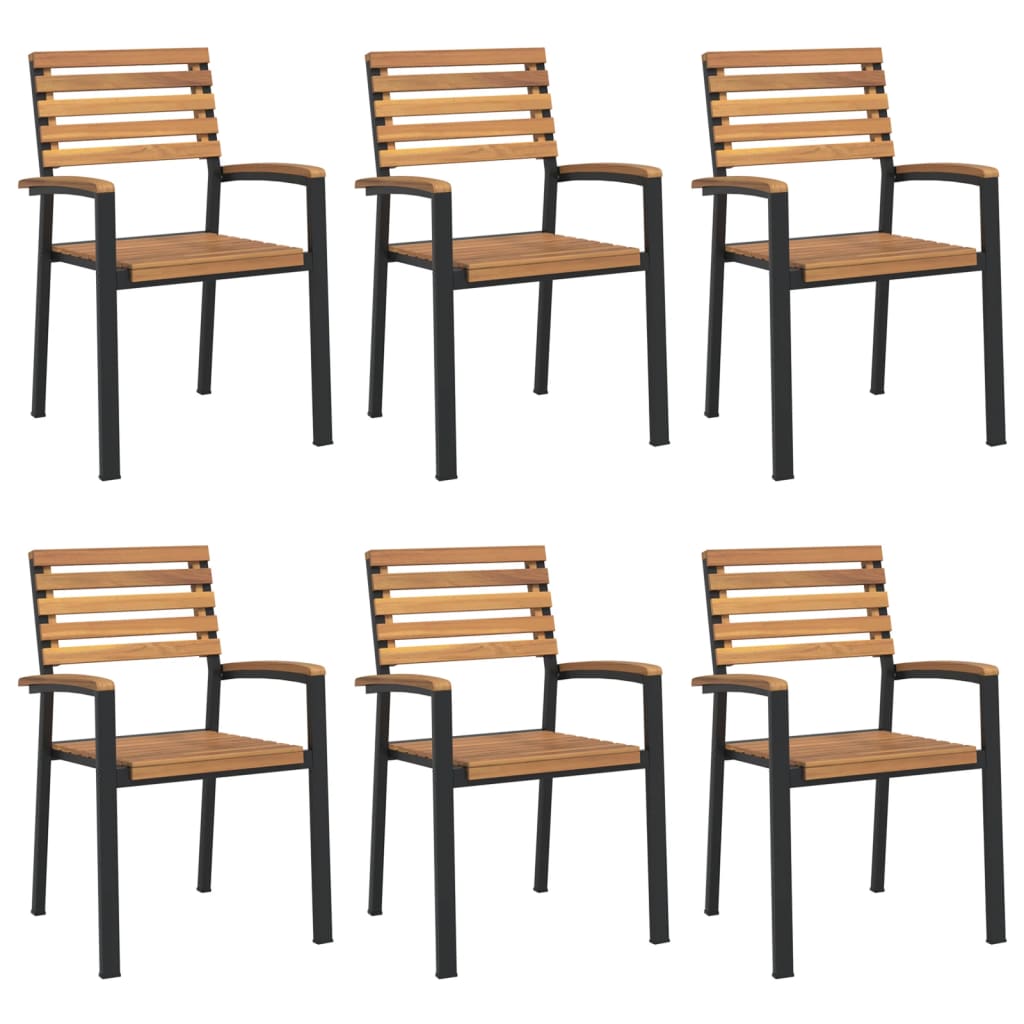 Set Pranzo da Giardino 7 pz Legno Massello di Acacia e Metallo