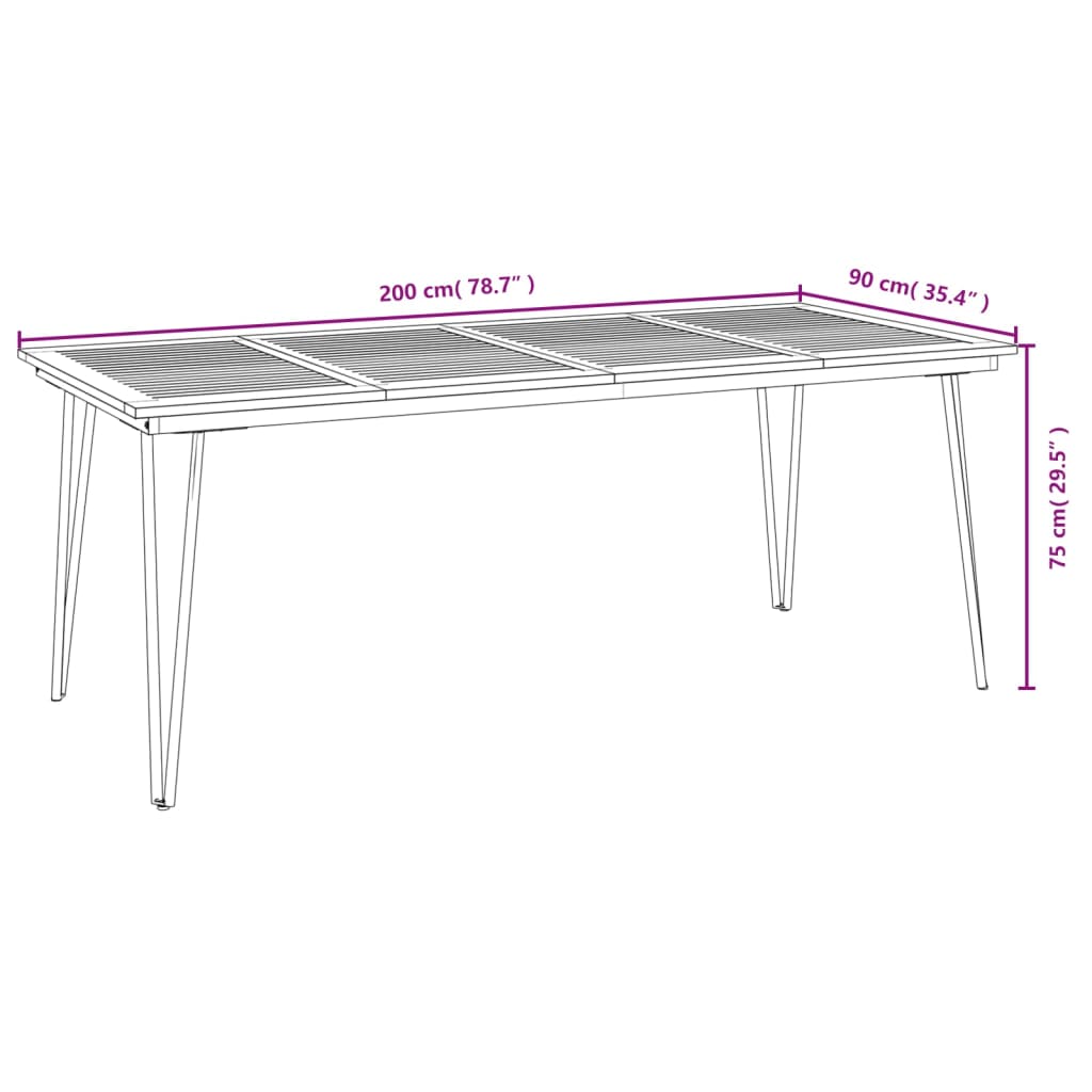 Set Pranzo da Giardino 7 pz Legno Massello di Acacia e Metallo | homemem39