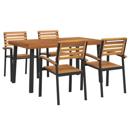 Set Pranzo da Giardino 5 pz Legno Massello di Acacia e Metallo