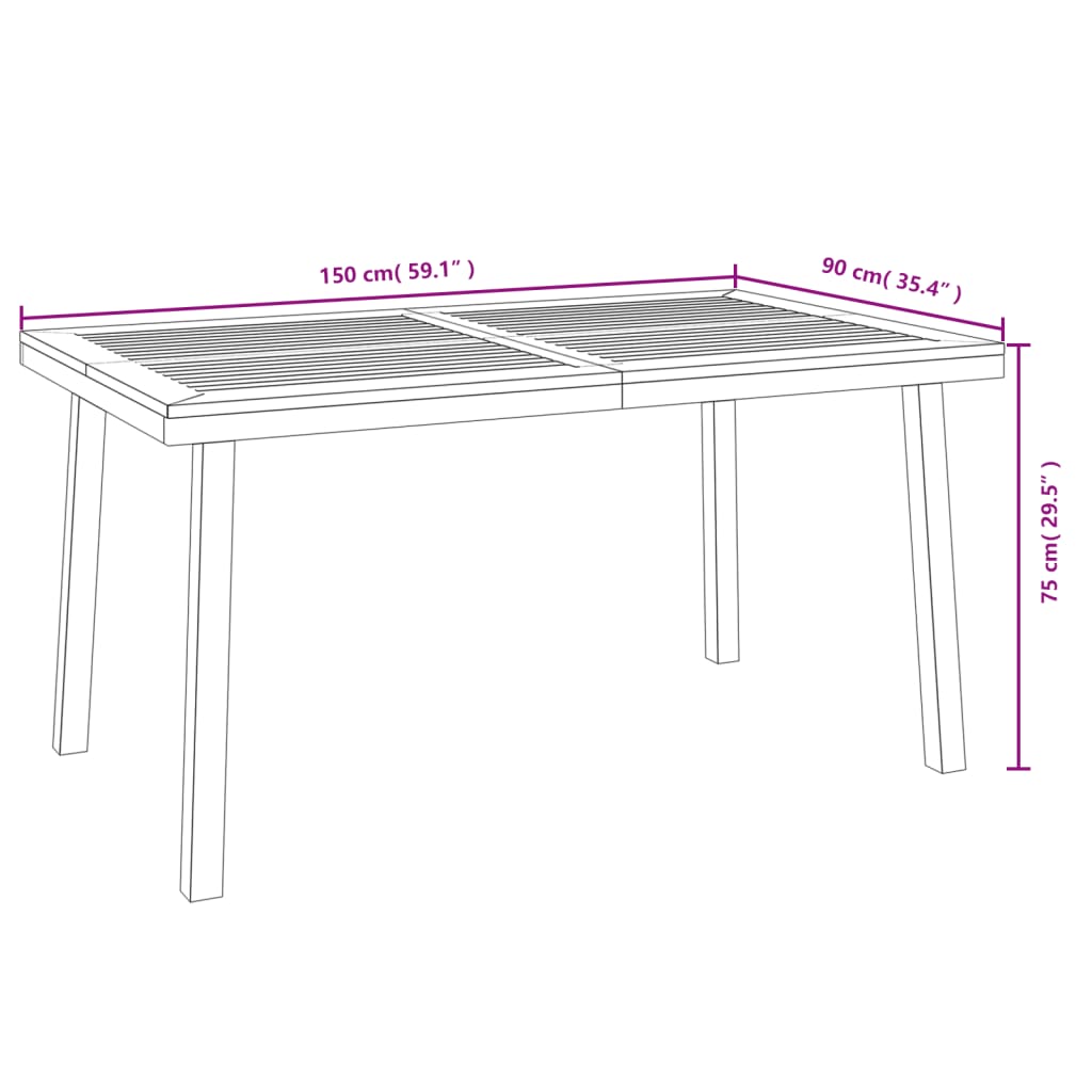Set Pranzo da Giardino 5 pz Legno Massello di Acacia e Metallo | homemem39