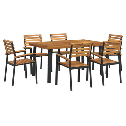 Set Pranzo da Giardino 7 pz Legno Massello di Acacia e Metallo | homemem39