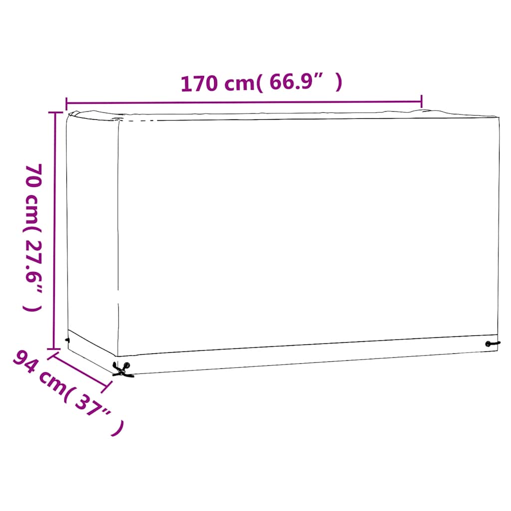 Copri Mobili Giardino 2pz 8 Occhielli 170x94x70 cm Rettangolare | homemem39