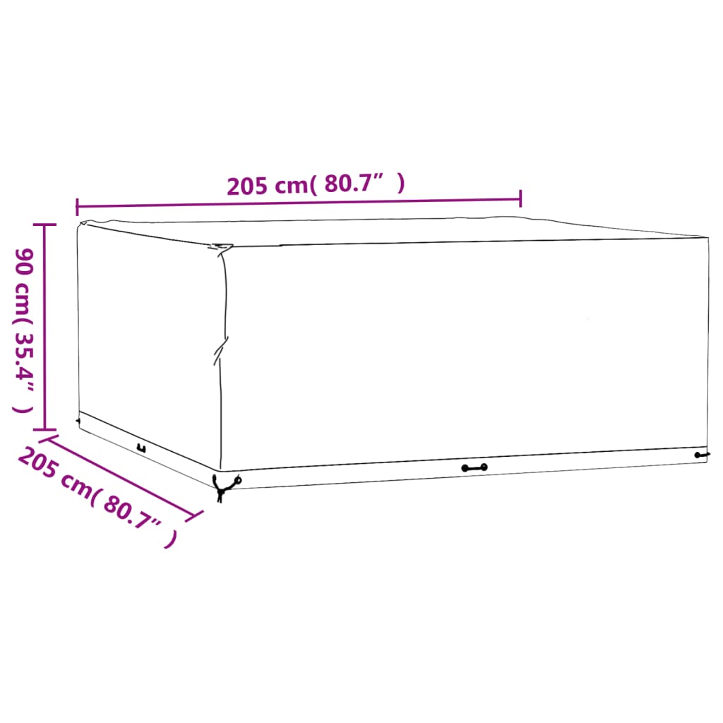 Copri Mobili da Giardino 2pz 16 Occhielli 205x205x90cm Quadrato | homemem39