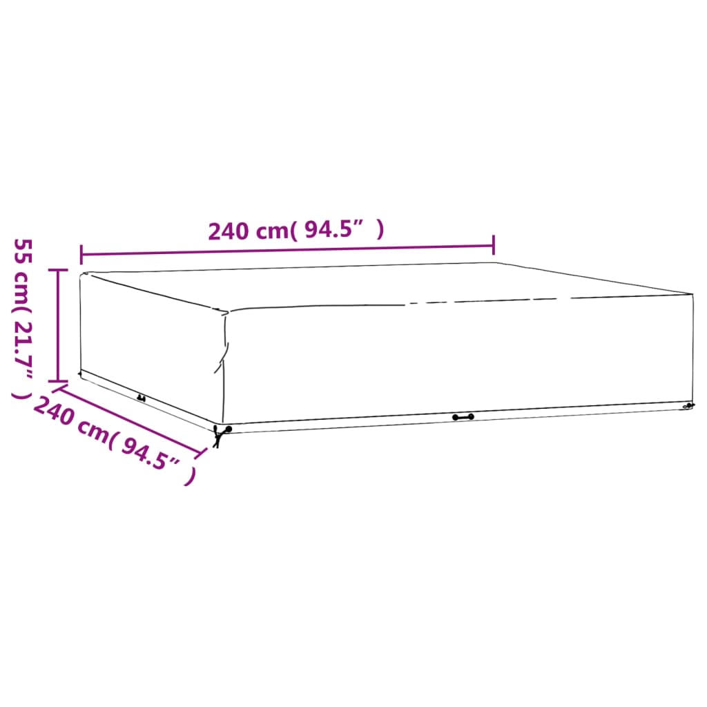 Copri Mobili da Giardino 2pz 16 Occhielli 240x240x55cm Quadrato | homemem39
